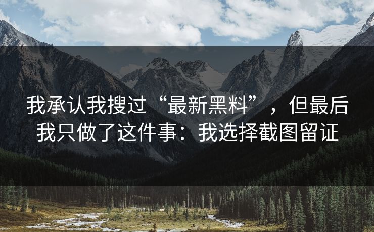 我承认我搜过“最新黑料”,但最后我只做了这件事:我选择截图留证 我承认我搜过“最新黑料”,但最后我只做了这件事:我选择截图留证