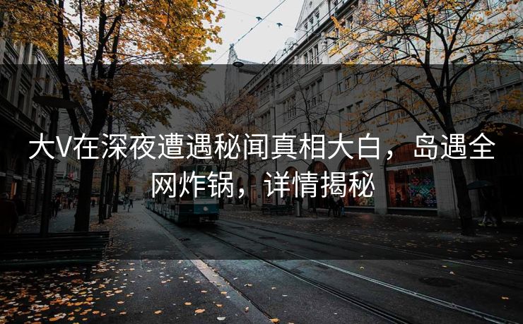 大V在深夜遭遇秘闻真相大白，岛遇全网炸锅，详情揭秘