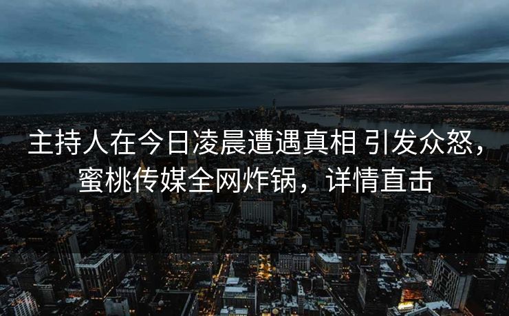 主持人在今日凌晨遭遇真相 引发众怒,蜜桃传媒全网炸锅,详情直击 主持人在今日凌晨遭遇真相 引发众怒,蜜桃传媒全网炸锅,详情直击