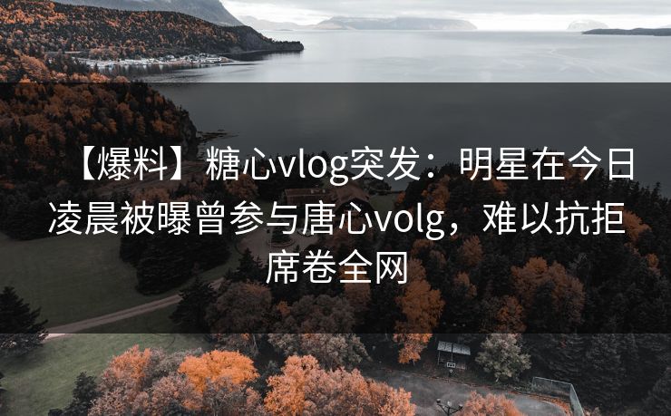 【爆料】糖心vlog突发：明星在今日凌晨被曝曾参与唐心volg，难以抗拒席卷全网